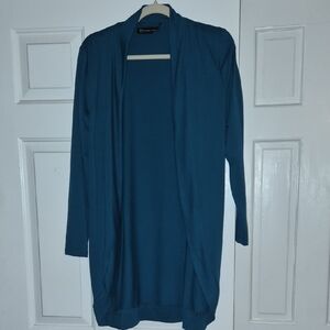New York & Company Aqua Blue Open Front Cardigan